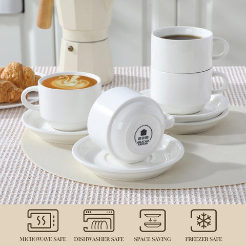 MALACASA stackable cappuccino cups saving countertop space