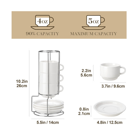 MALACASA stackable espresso cups on a silver stand save counter space daily