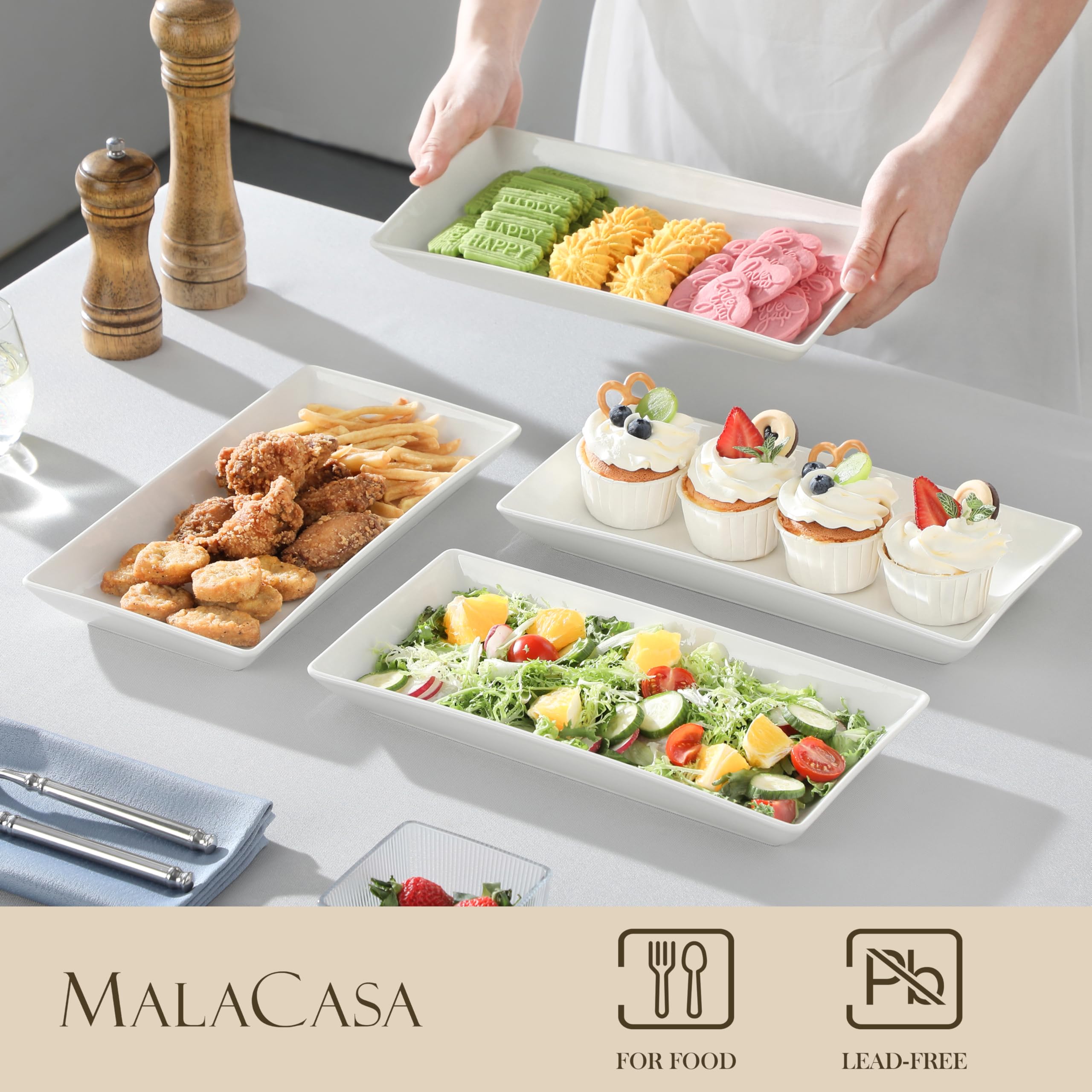 MALACASA rectangular trays perfect for desserts and appetizers