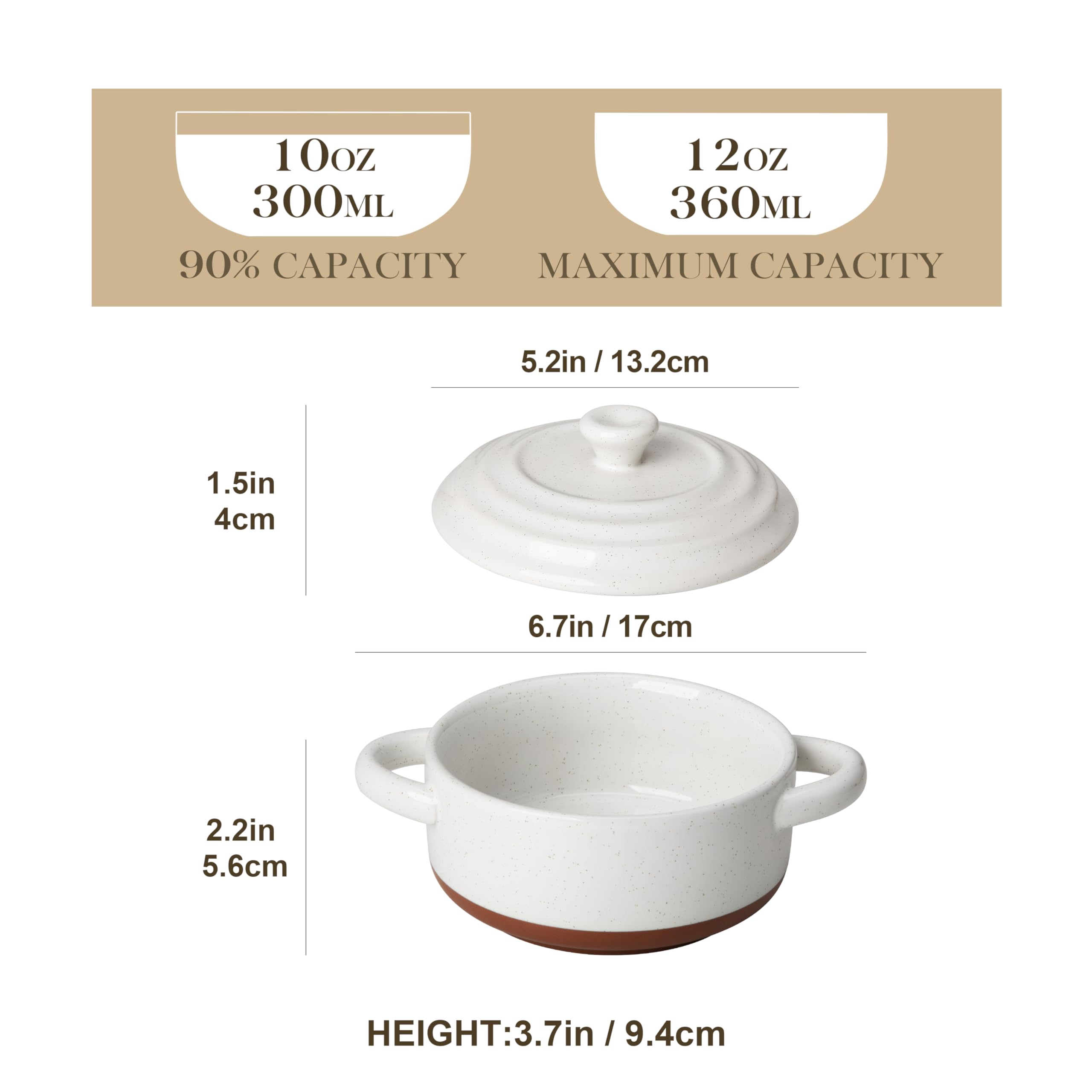 MALACASA Tara 12oz ramekins with lids for oven-to-table meals