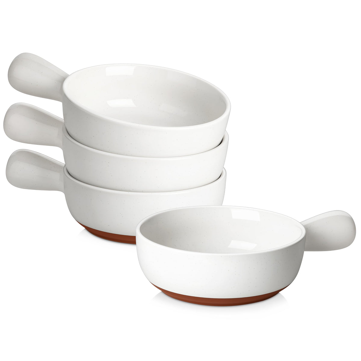 MALACASA TARA 23 oz onion soup bowl with handles on display for serving