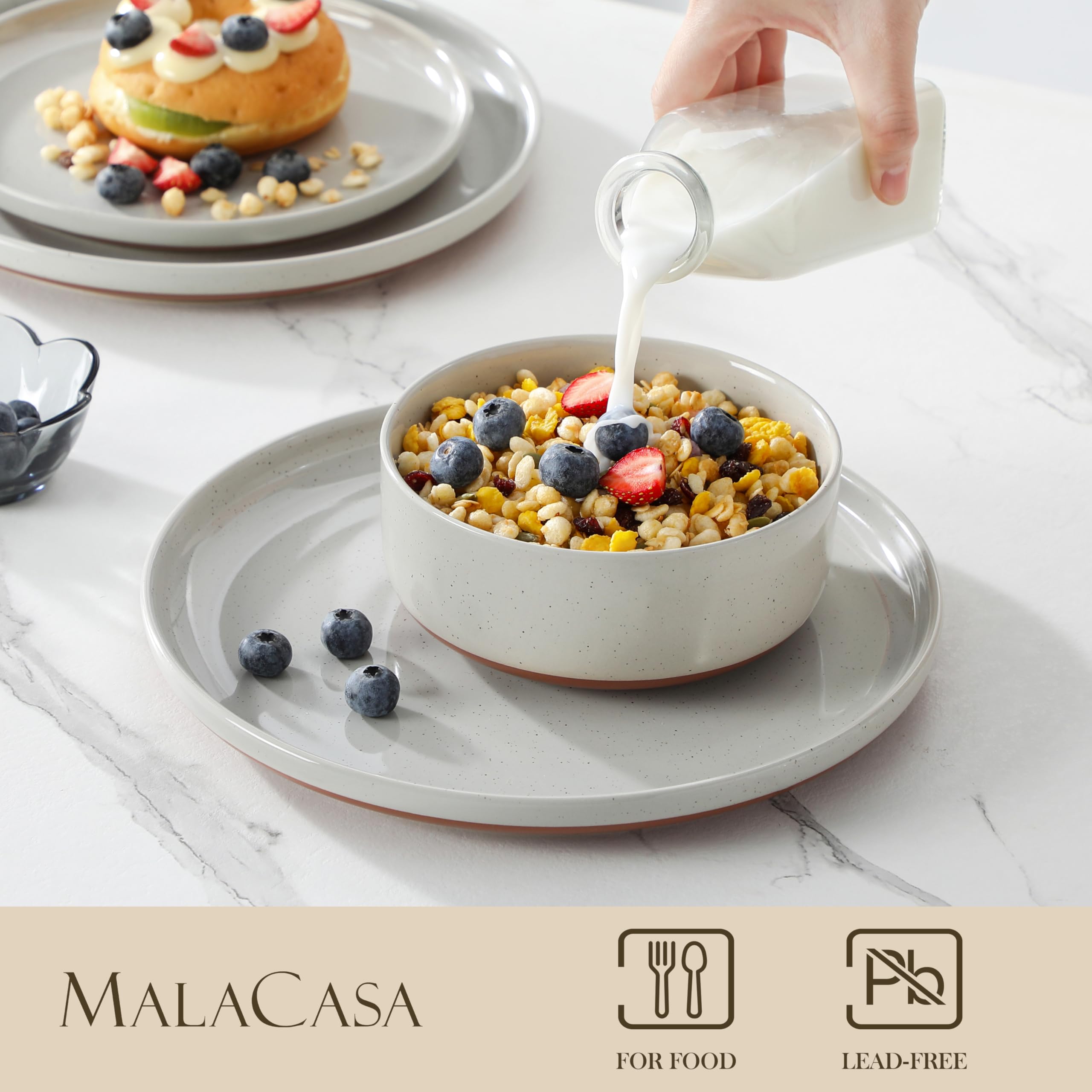 MALACASA Tara cereal bowl 26-ounce: generous capacity for cereals and soups.