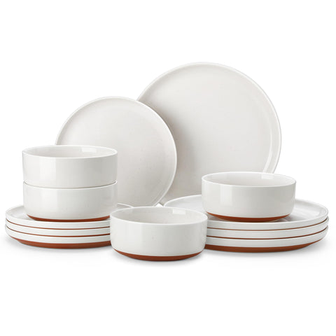 MALACASA Tara 10.25-inch dinner plates show durable stoneware for everyday meals.