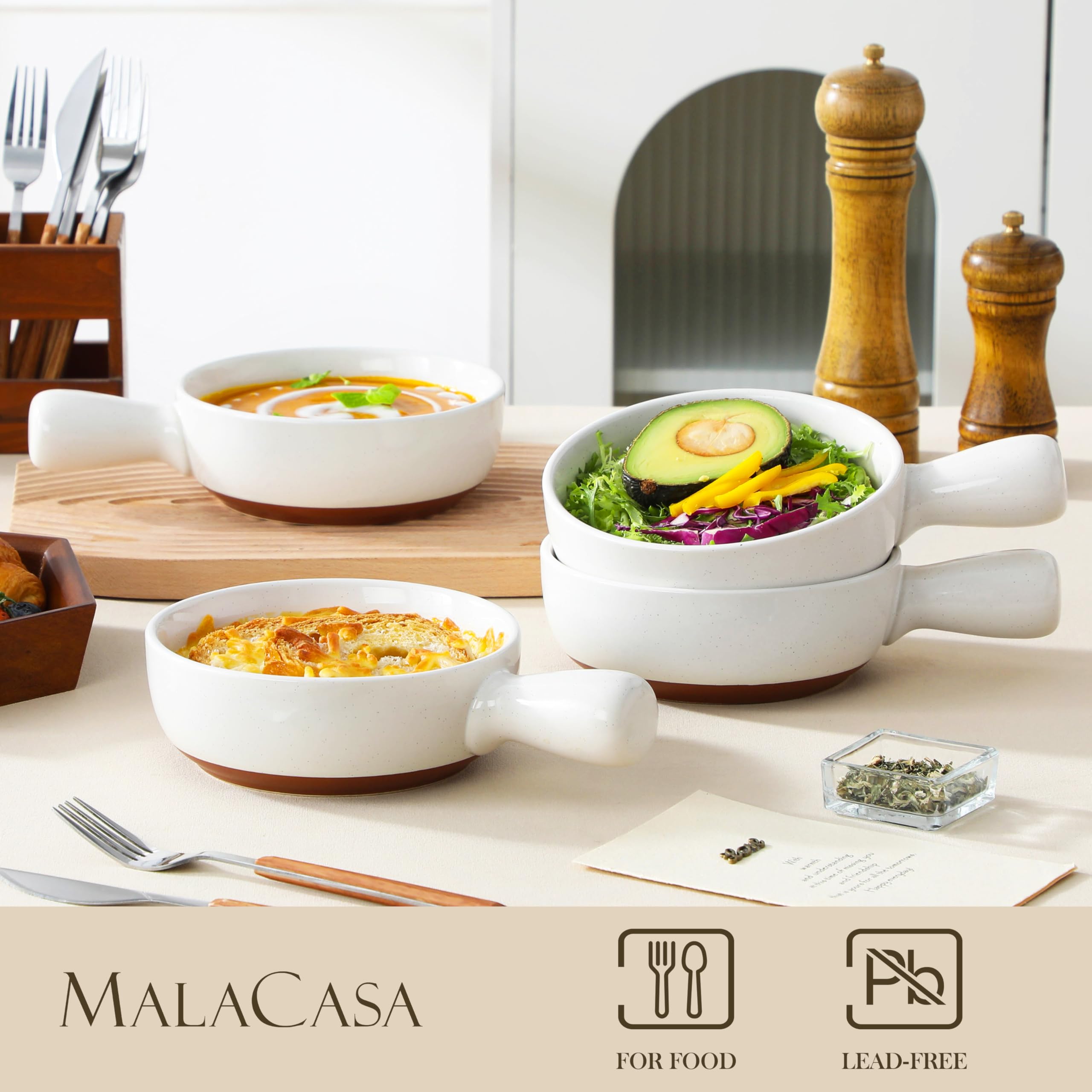 Ergonomic grip handle shown on MALACASA TARA soup bowl