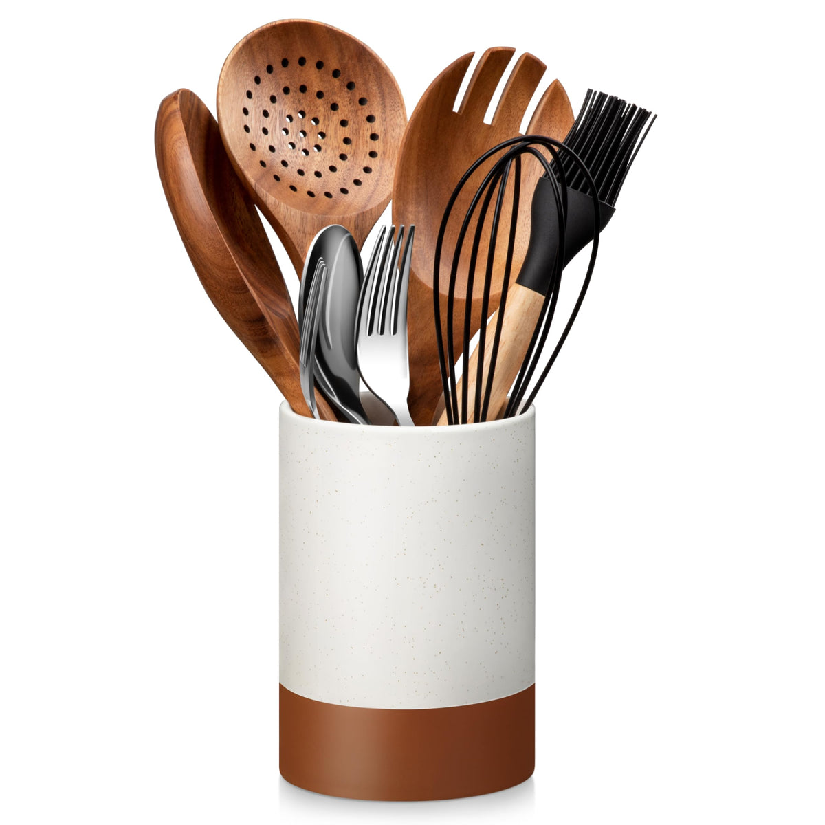 MALACASA TARA five-and-a-half-inch ceramic utensil holder on a counter for everyday kitchen organization