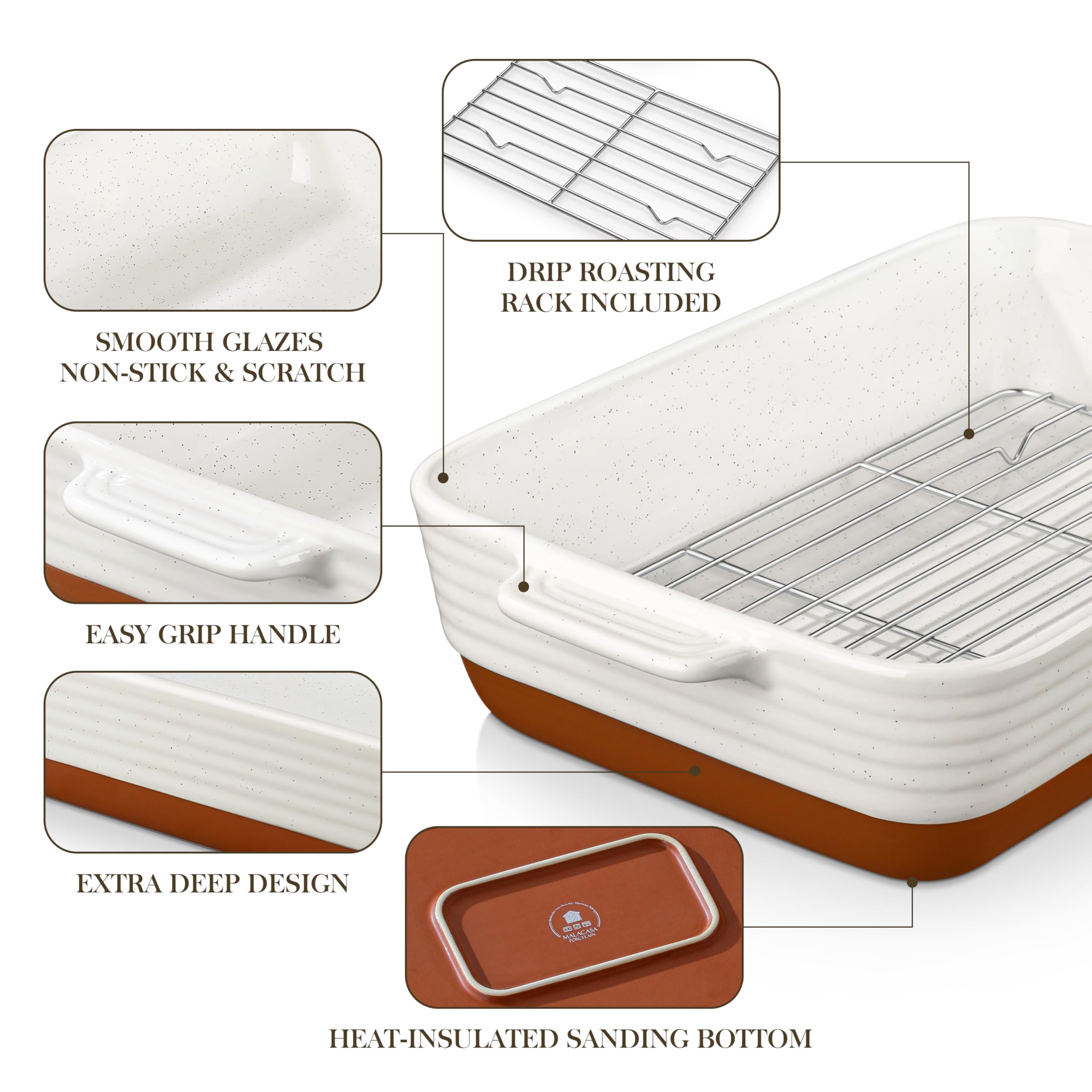 Deep 3.4-inch cavity fits roasts and layered casseroles