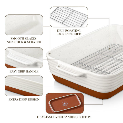 Deep 3.4-inch cavity fits roasts and layered casseroles