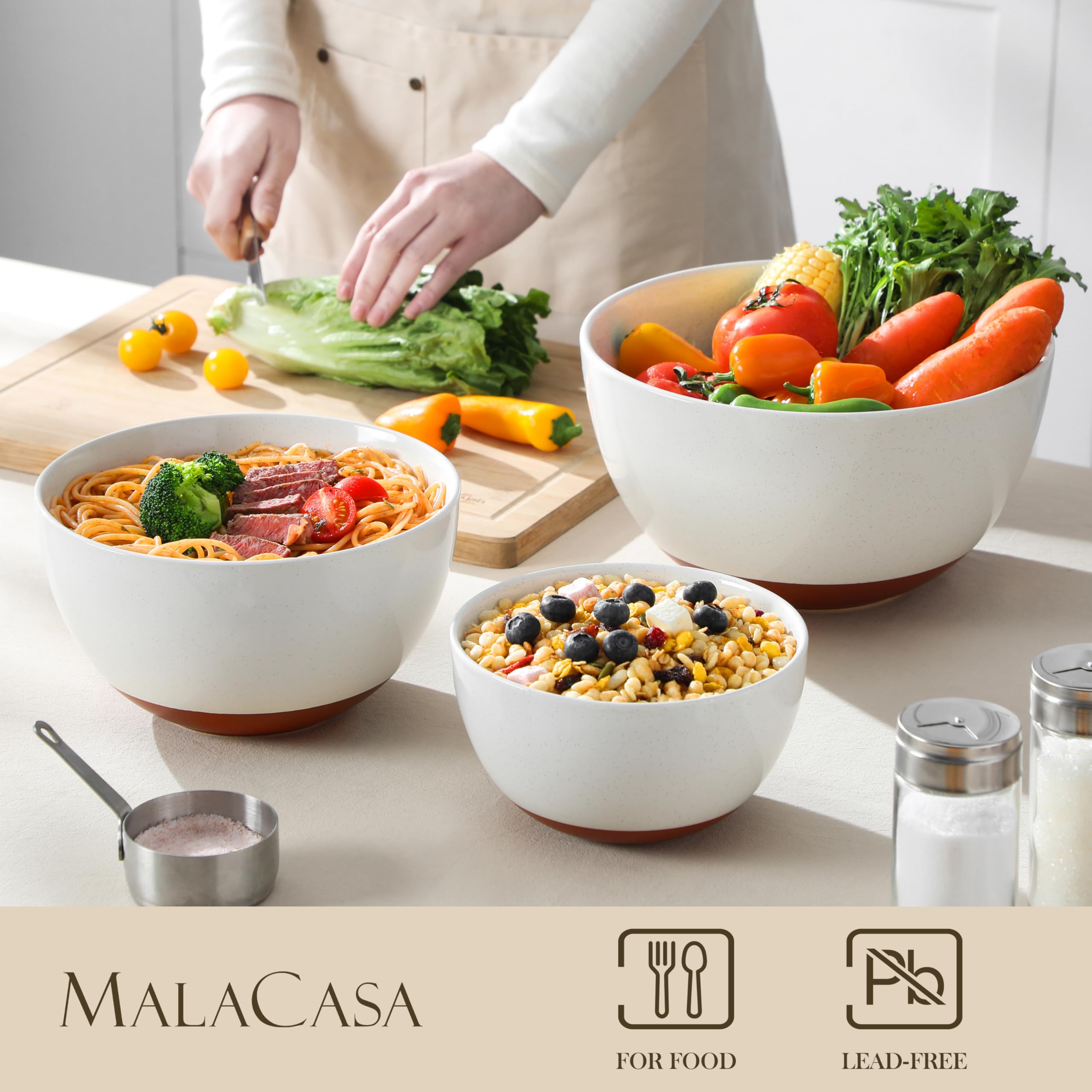 Malacasa Tara large 4.38 qt bowl for kneading dough or family meals