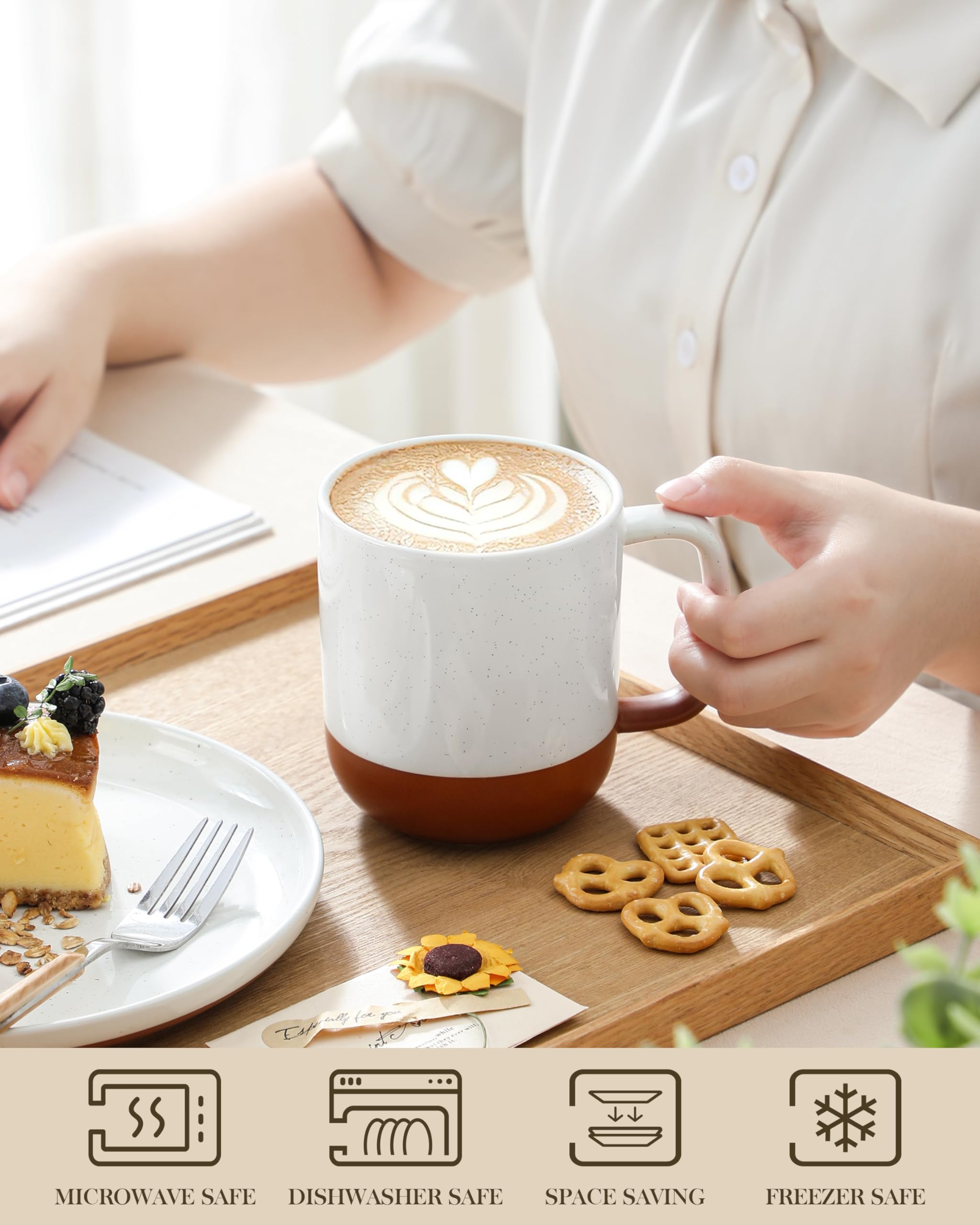 MALACASA Tara mug with matte bottom improves grip and stability.