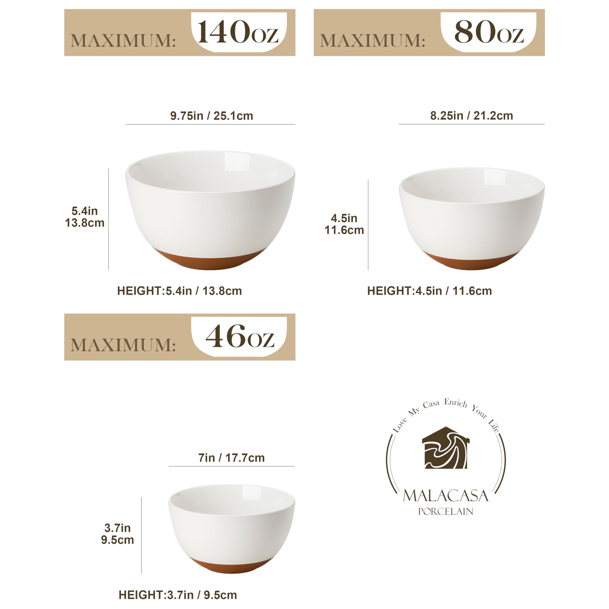 Malacasa Tara medium 2.5 qt bowl ideal for batters and salads