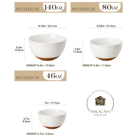 Malacasa Tara medium 2.5 qt bowl ideal for batters and salads