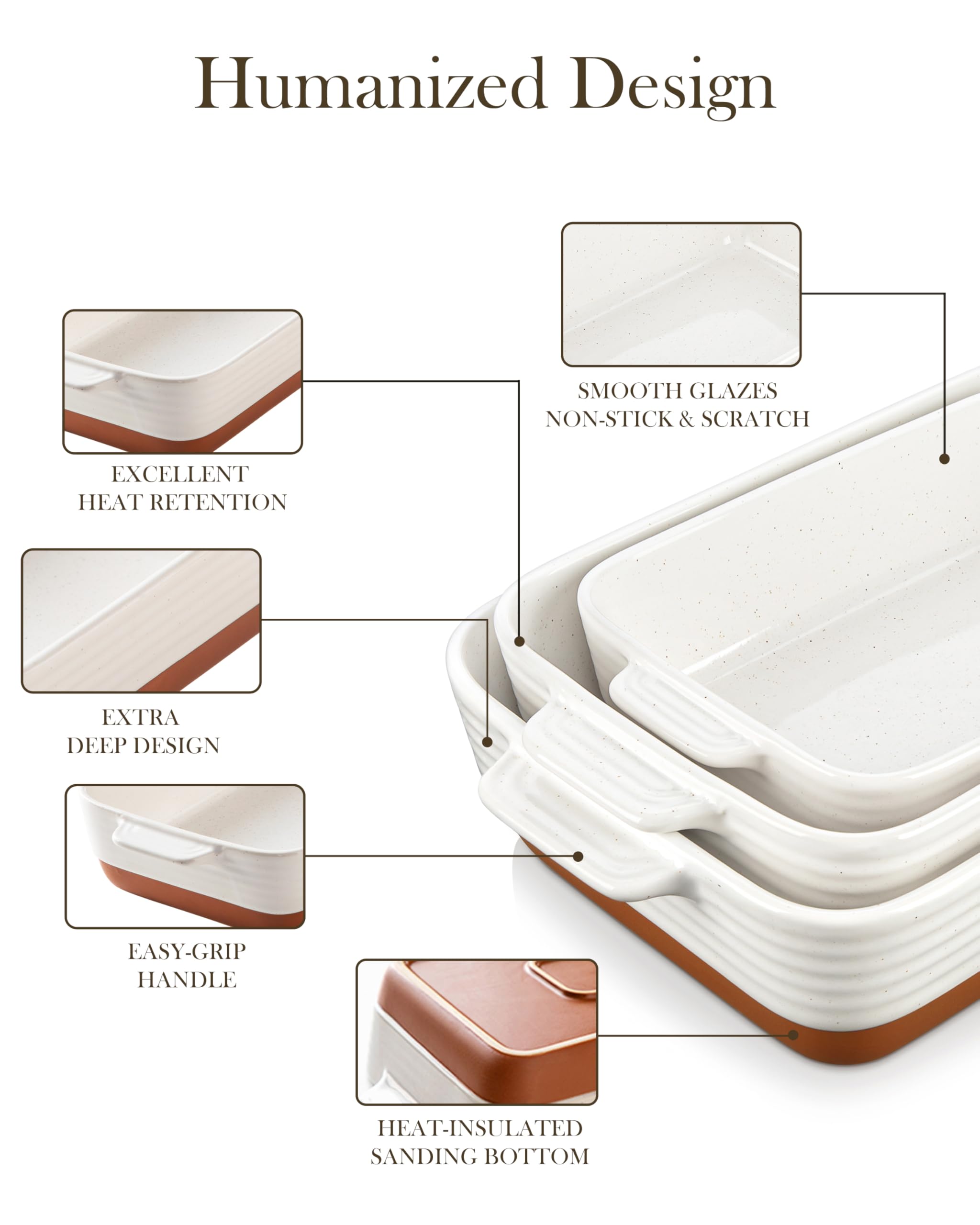 MALACASA Tara oven-to-table presentation highlighting warm khaki and crisp white accents