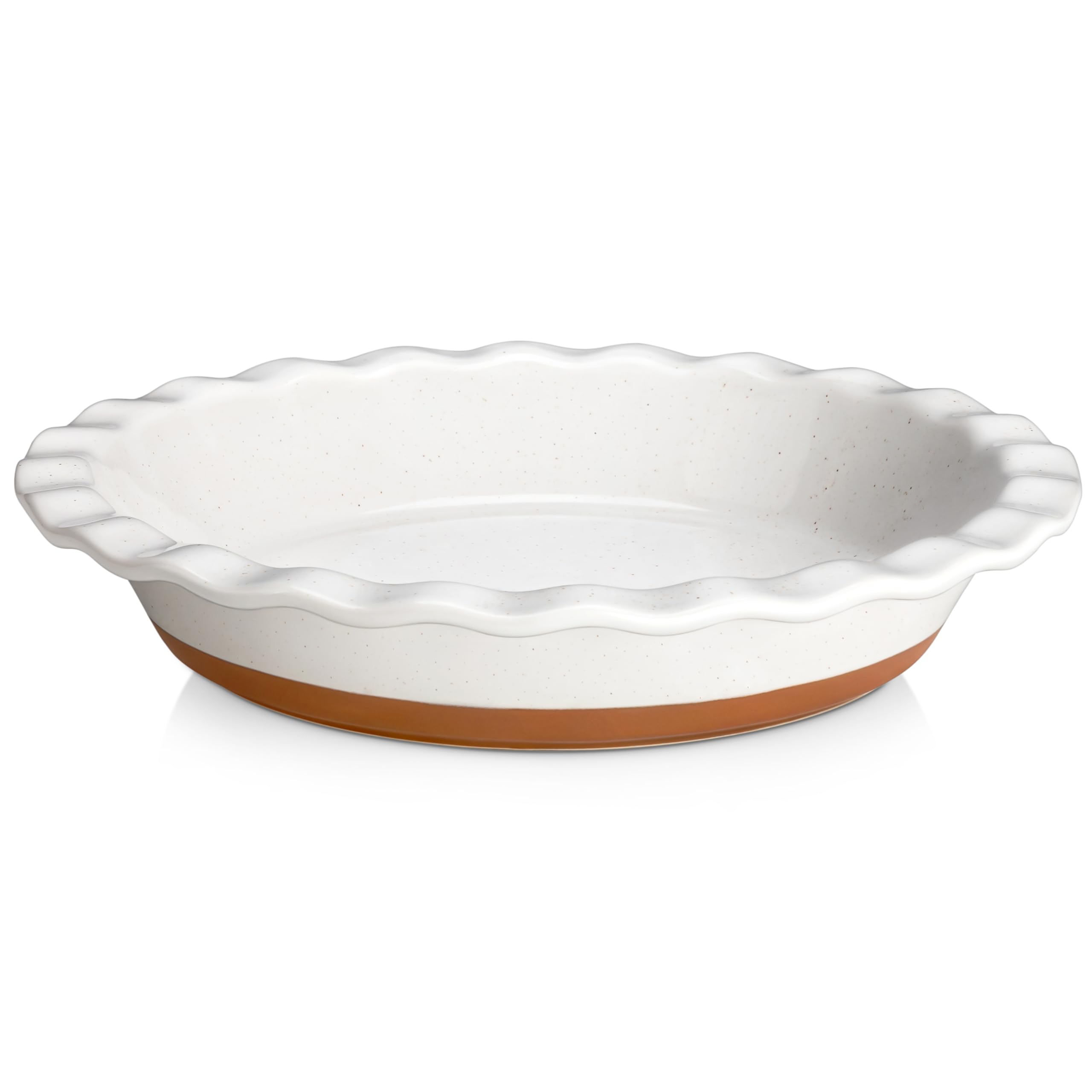 MALACASA Tara pie pan exterior shows deep dish design, ideal for robust apple pies.