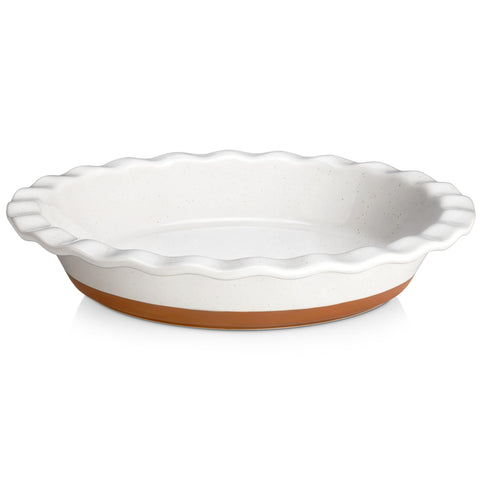 MALACASA Tara pie pan exterior shows deep dish design, ideal for robust apple pies.