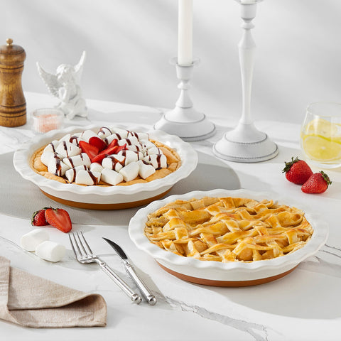 MALACASA Tara pie pan oven-to-table presentation adds elegance when serving.