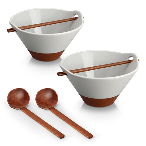 MALACASA Tara ramen bowl in gray and khaki with 42 oz capacity for hearty servings