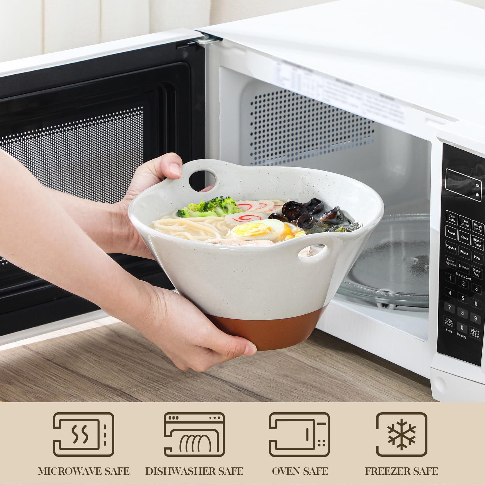 Tapered MALACASA Tara bowl provides stable, spill-resistant dining