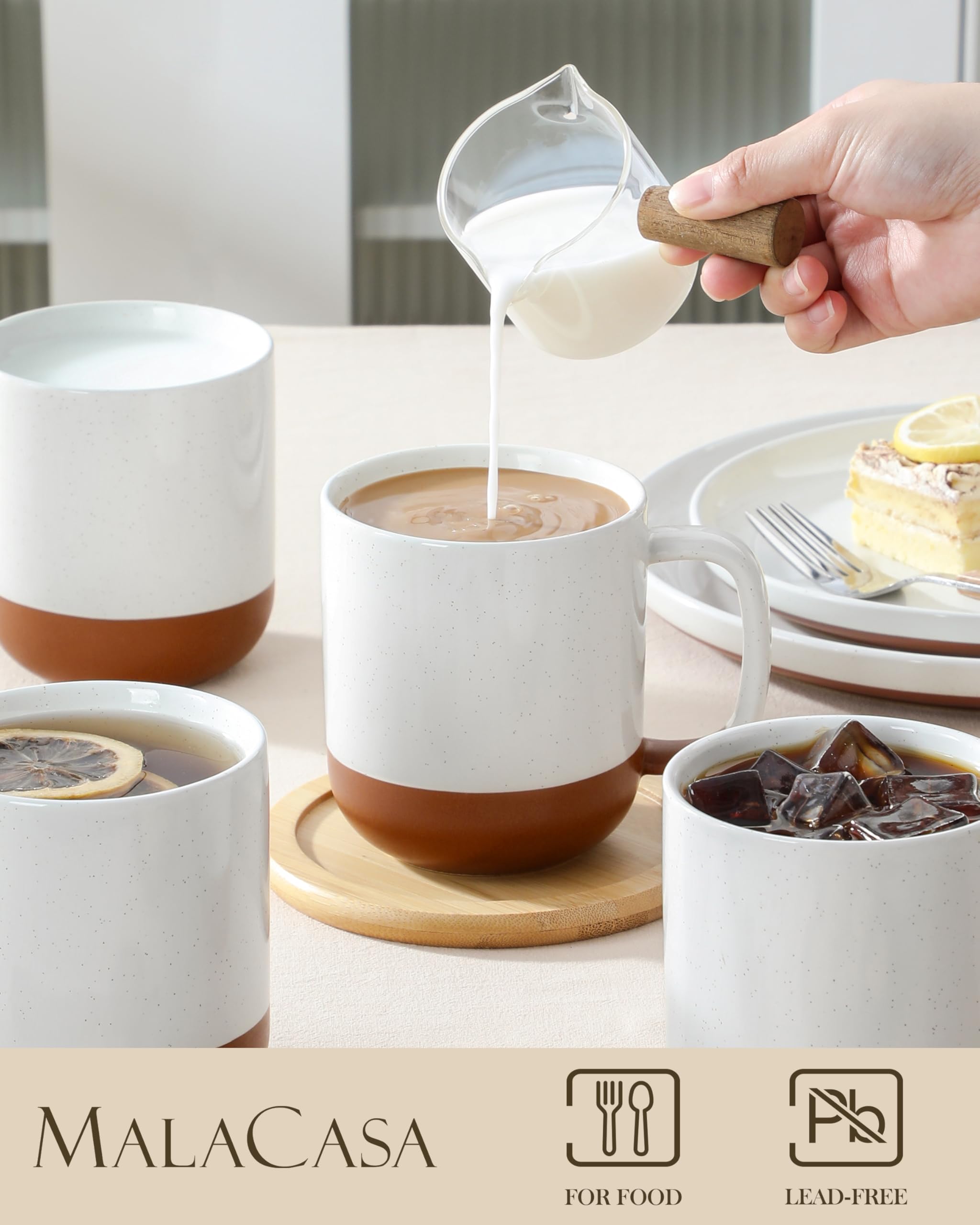 MALACASA Tara two-tone mug design enhances kitchen décor and modern farmhouse style.