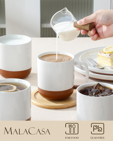 MALACASA Tara two-tone mug design enhances kitchen décor and modern farmhouse style.