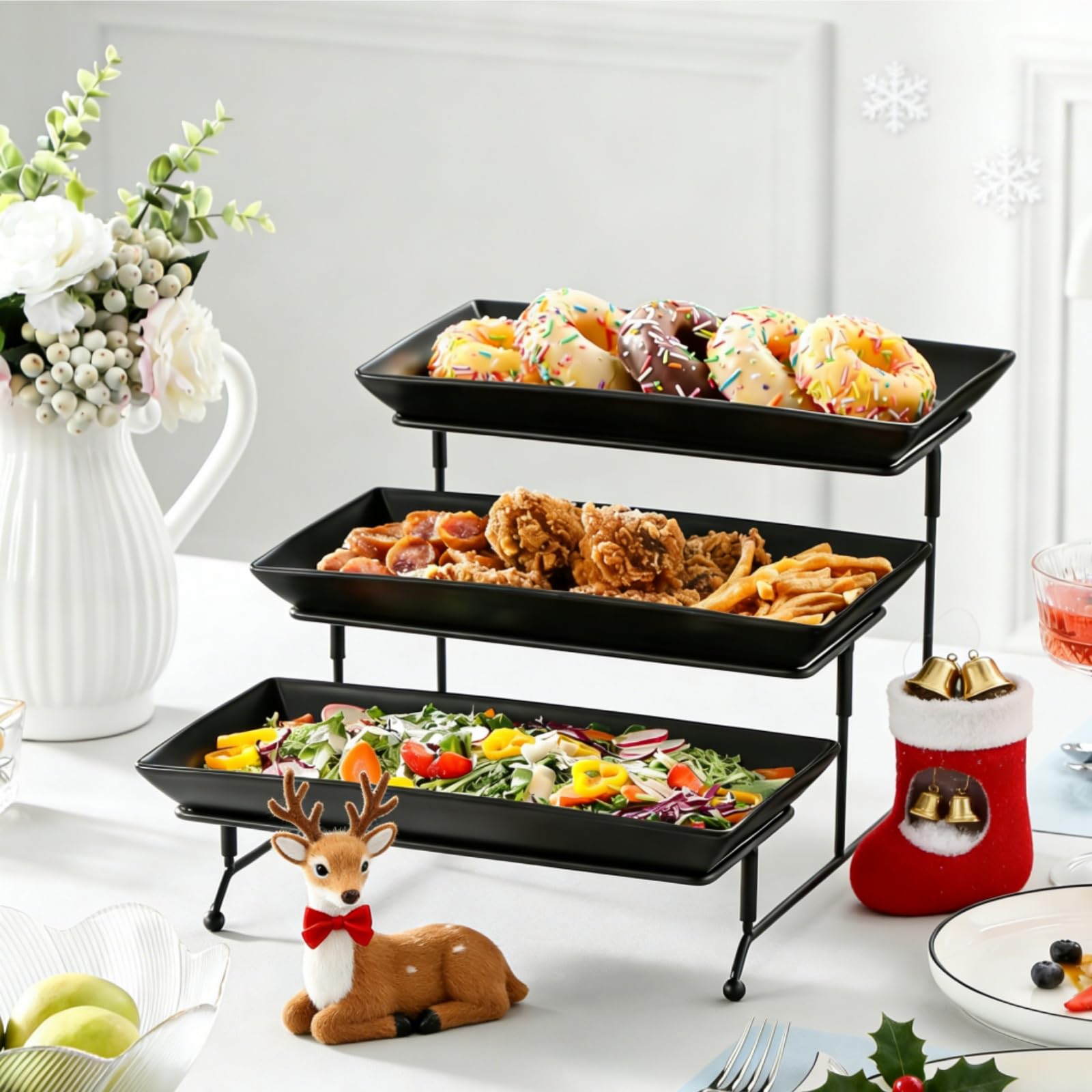 MALACASA white ceramic trays display treats with a clean, elegant look.