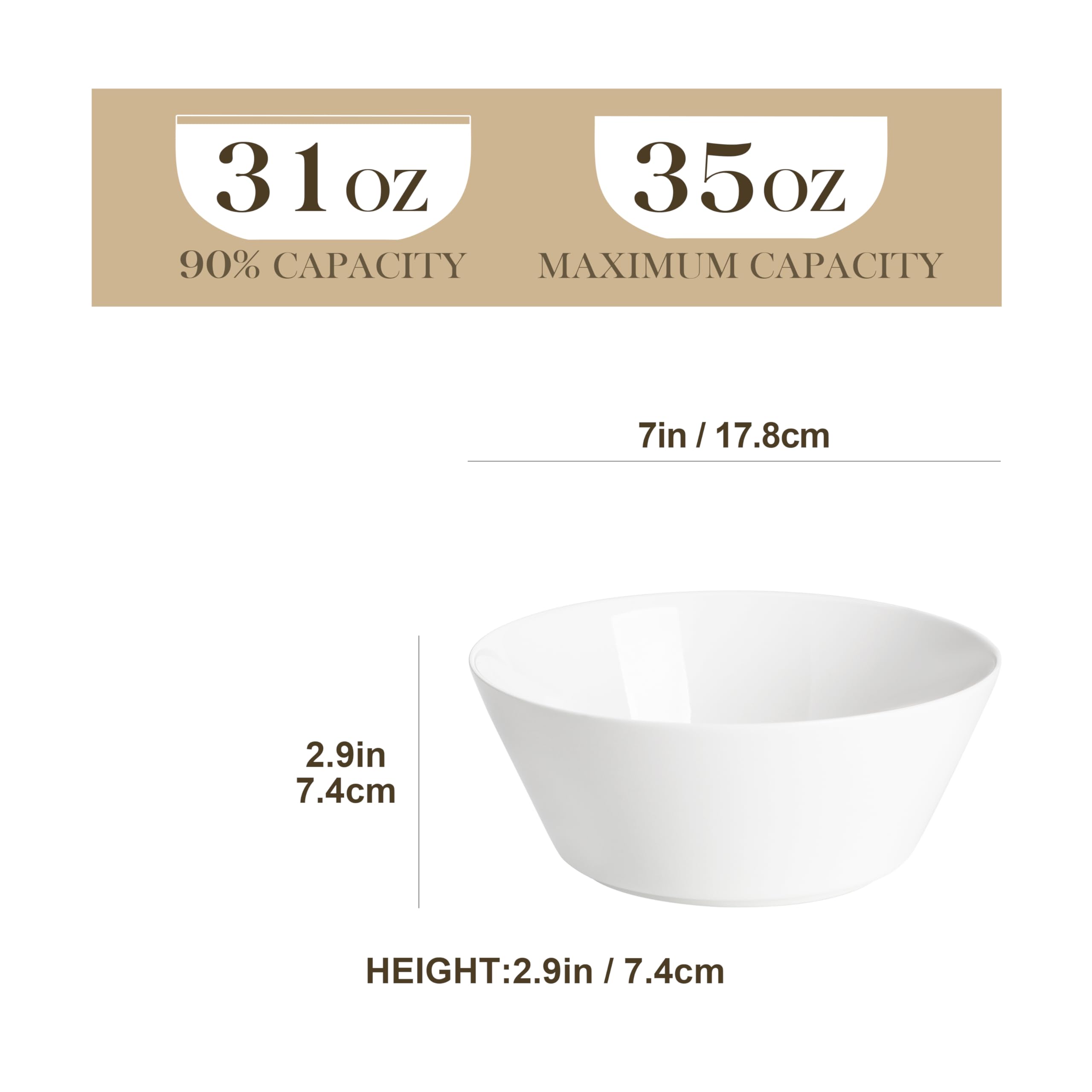 MALACASA white porcelain bowls arranged for versatile daily meals