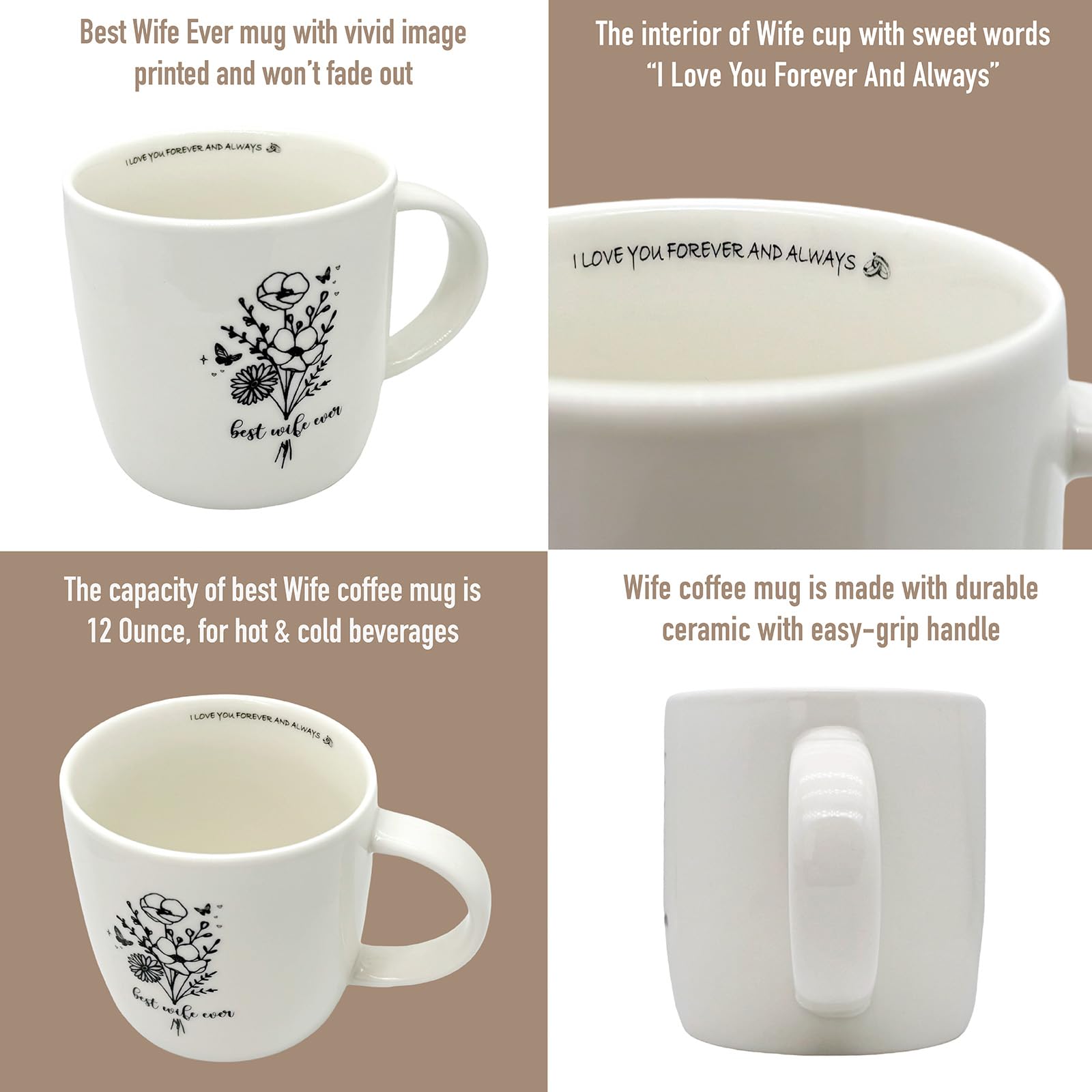 MALLAbyLAMMA Best Wife Ever mug ergonomic handle for comfortable use