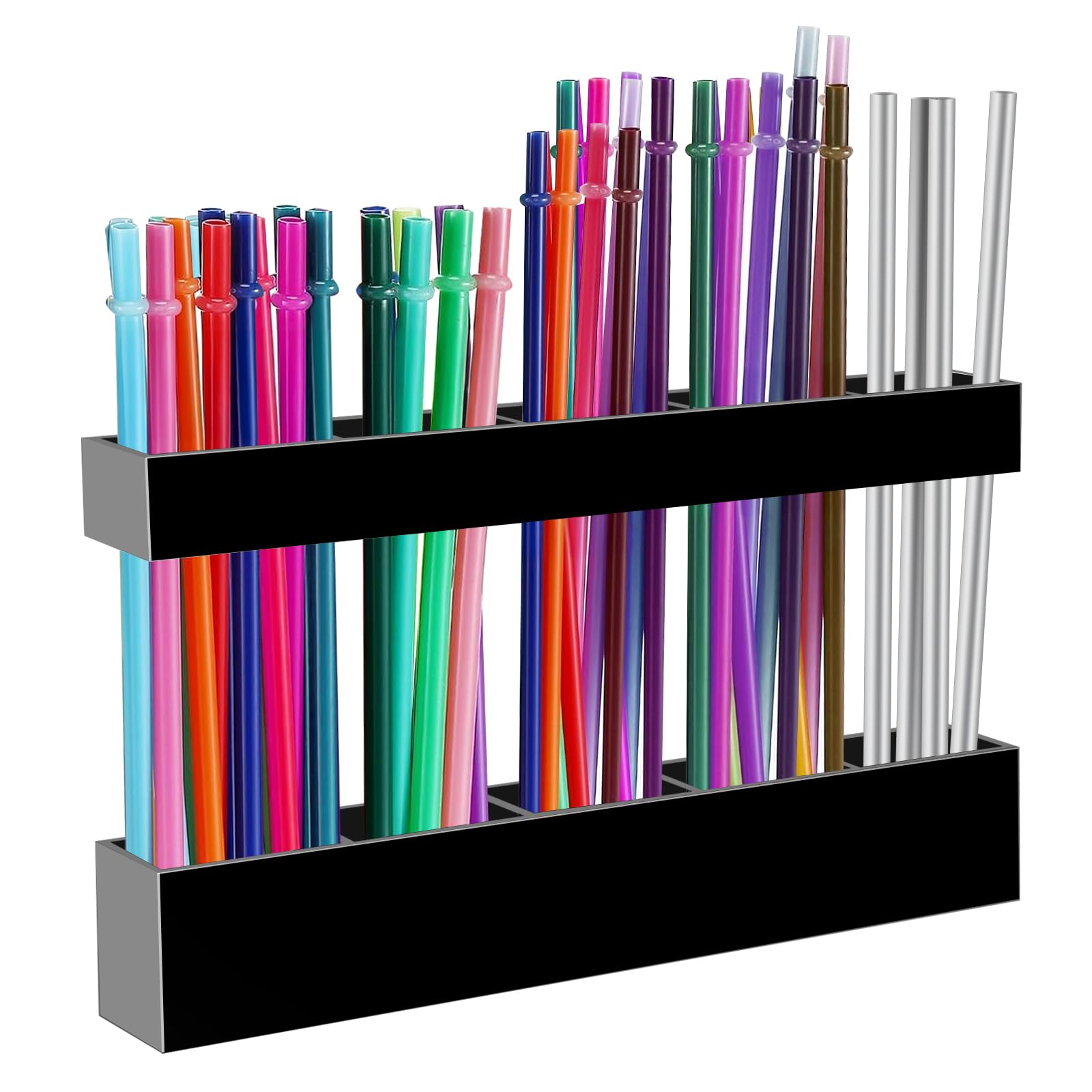 Malldii 9-5 inch acrylic straw holder on a cabinet door for quick access.