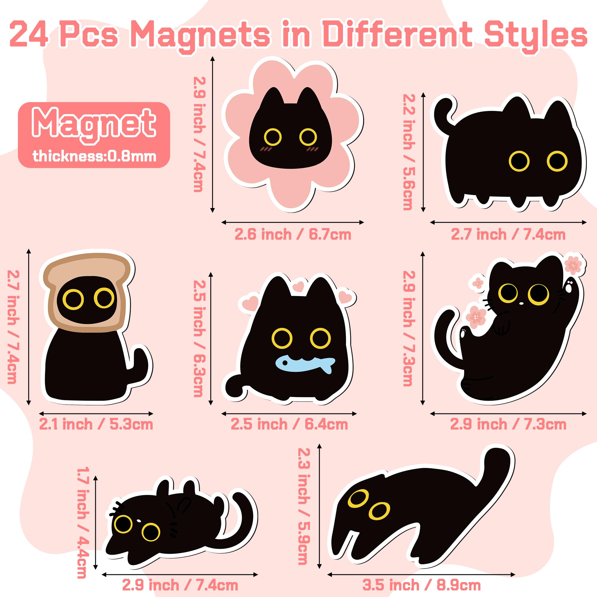 MALLMALL6 black cat fridge magnet fish pattern keeps reminders firmly attached.