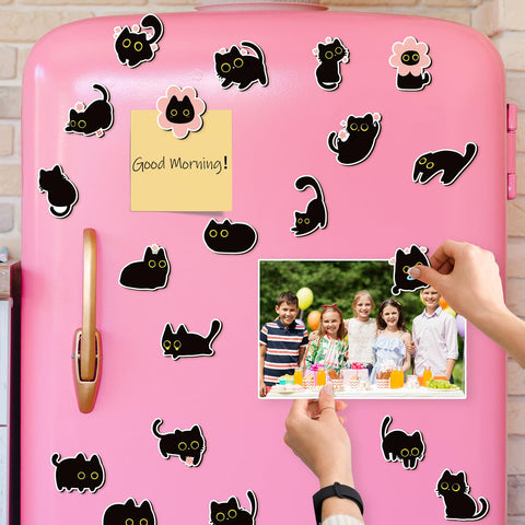 MALLMALL6 cat fridge magnet pink flowers style adds whimsy to spaces.