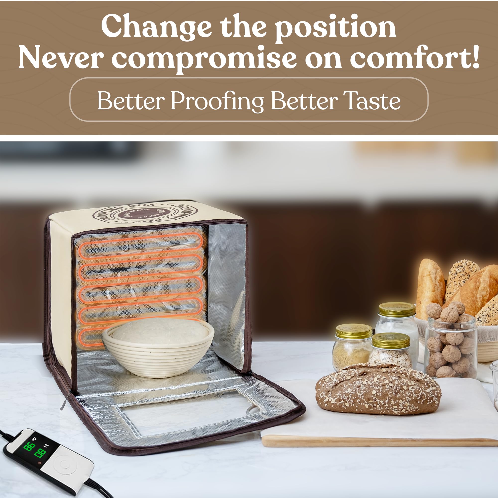 Mallroof Bread Proofing Box viewing window lets you monitor progress.