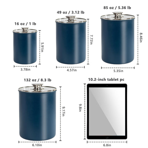 Malmo 4pc canister set 49oz blue with easy-to-see contents and versatile pantry storage.