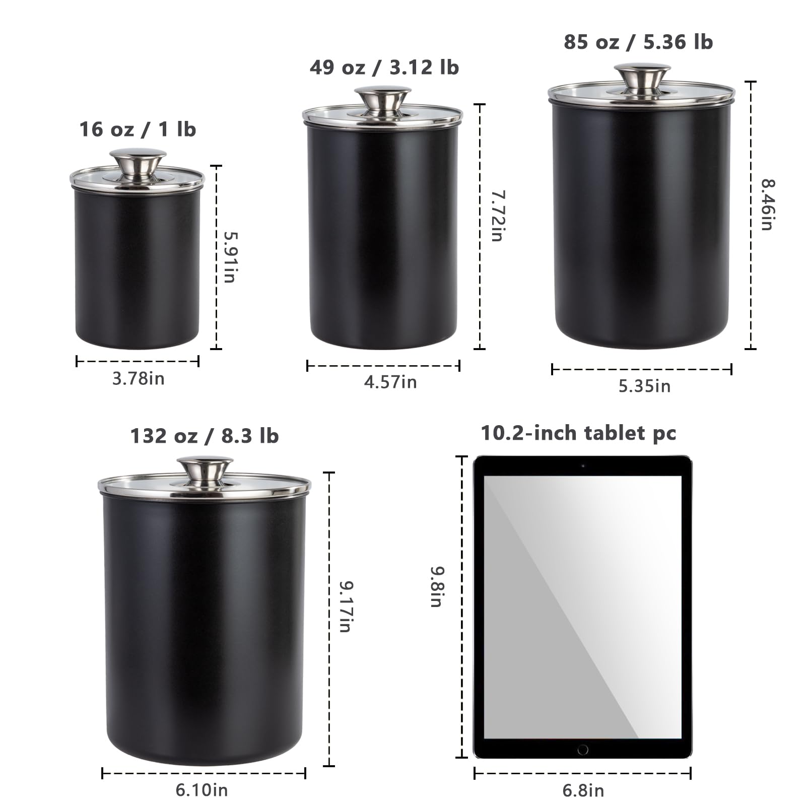 Malmo canister set glass lid closeup reveals transparent seal for easy content identification