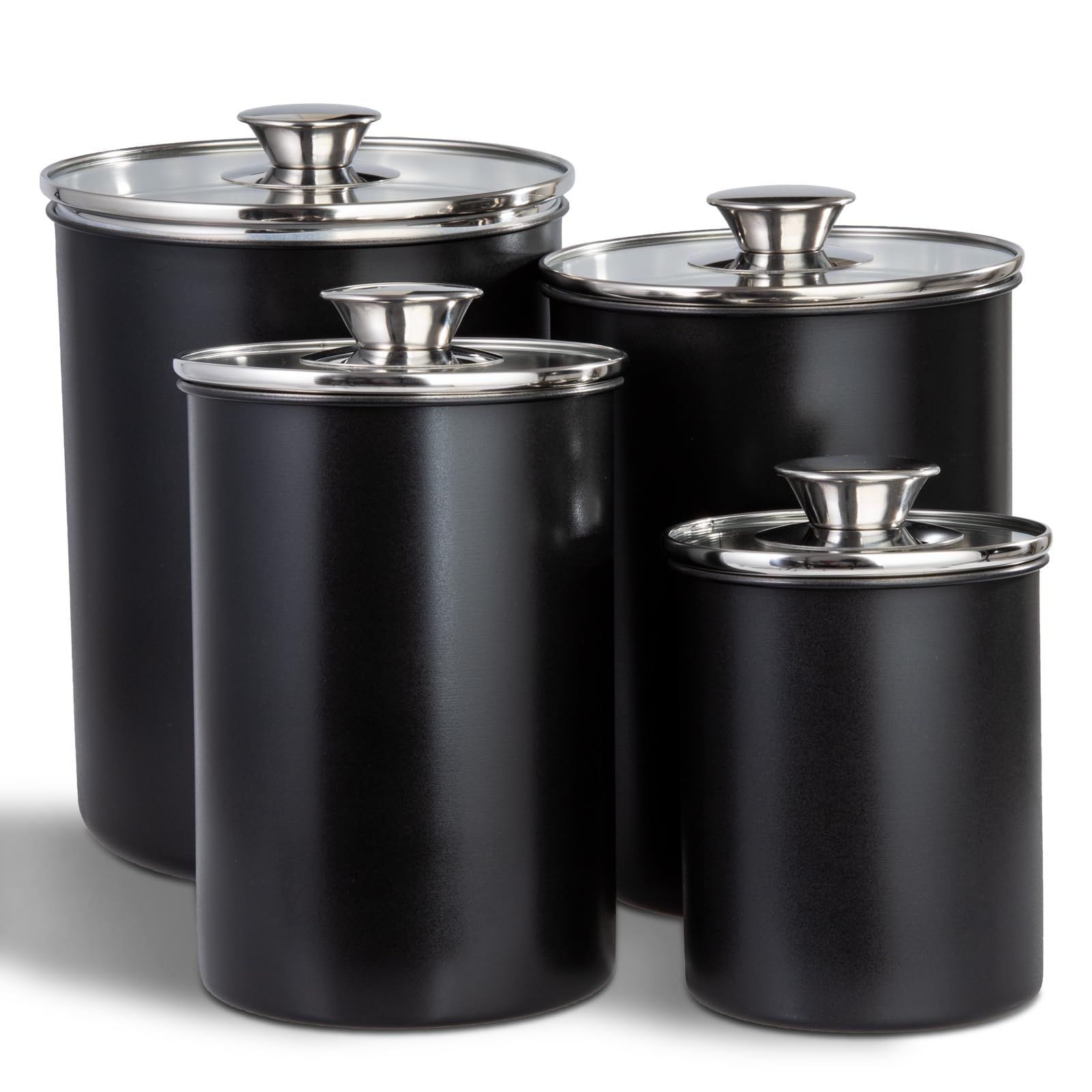 Malmo canister set outer view shows sturdy metal construction for organized pantry storage