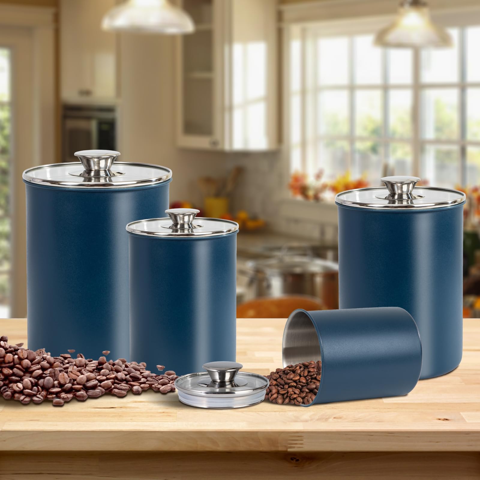 Malmo glass lid provides airtight seal for tea, coffee, and sugar.