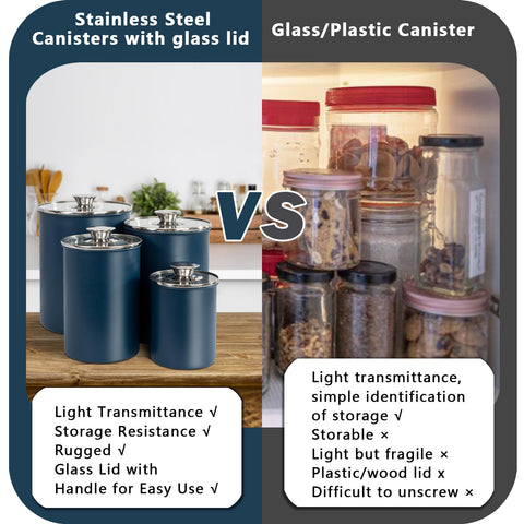 Malmo nesting design canisters save counter space when empty.