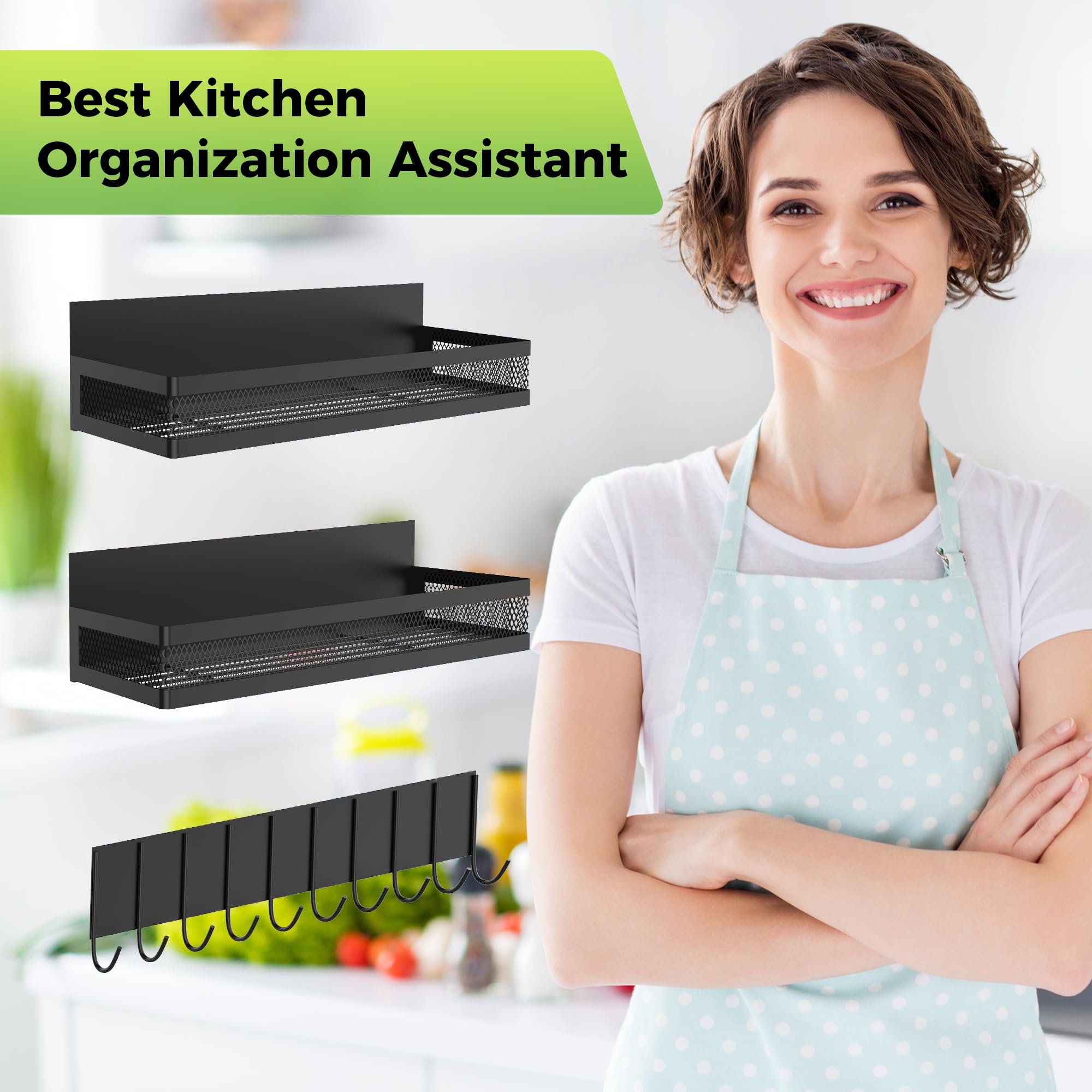 Maluoliao black kitchen organizer adds space-saving storage on appliances