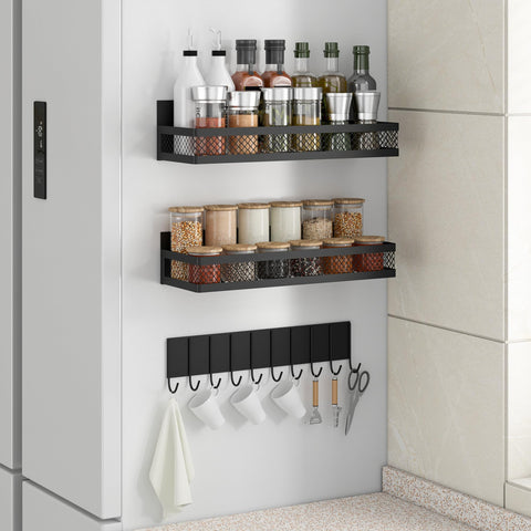 Maluoliao magnetic spice rack attached to fridge side for easy spice access