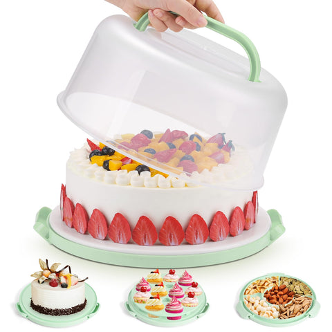 Mamajardin cake carrier with lid protects a 10-inch cake during transport.