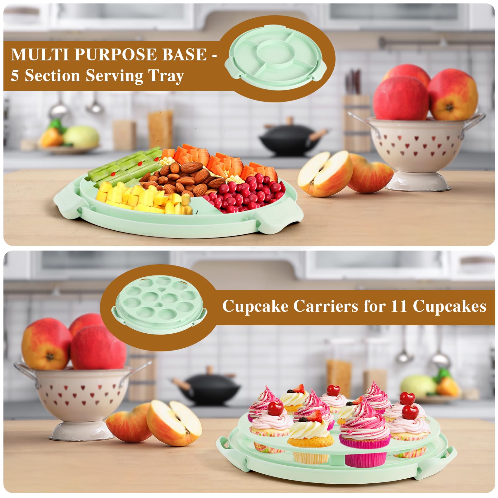 Mamajardin detachable cupcake carrier fits up to 11 cupcakes for on-the-go.