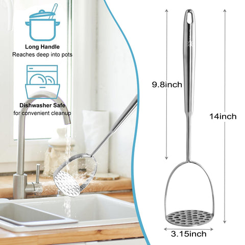 Mamajardin 14-inch ergonomic handle boosts leverage for easy large-batch mashing