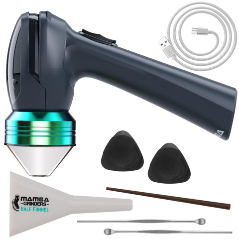 Mamba Electric Grinder front view, large-capacity chamber for spices.