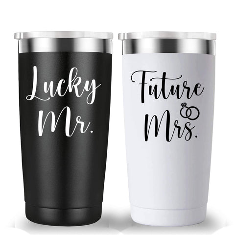 Mamihlap travel mug in black and white, ideal for engagements and gifts.