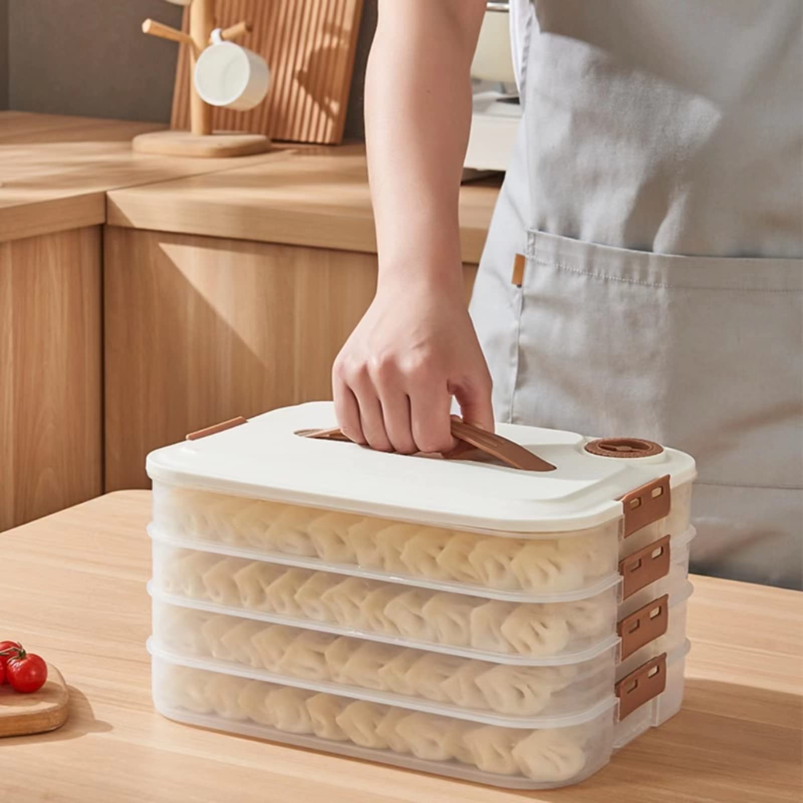 MANHONGYU 4-layer food storage container keeps fridge organized with stackable design.