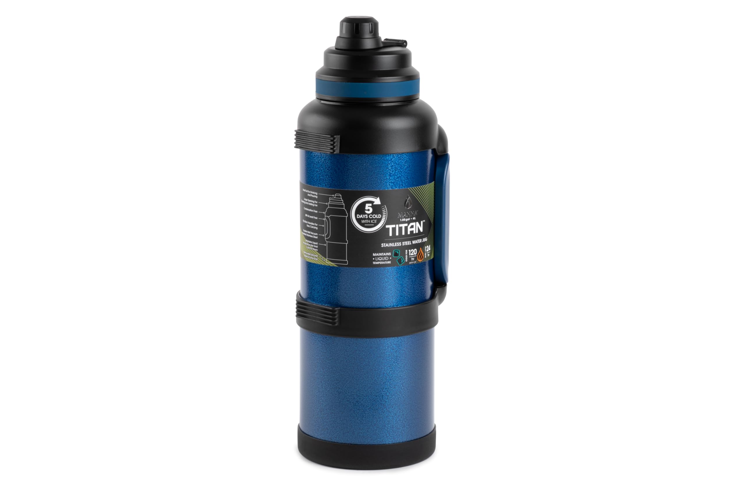 Manna Titan 4L lid with pour cap enables controlled serving.