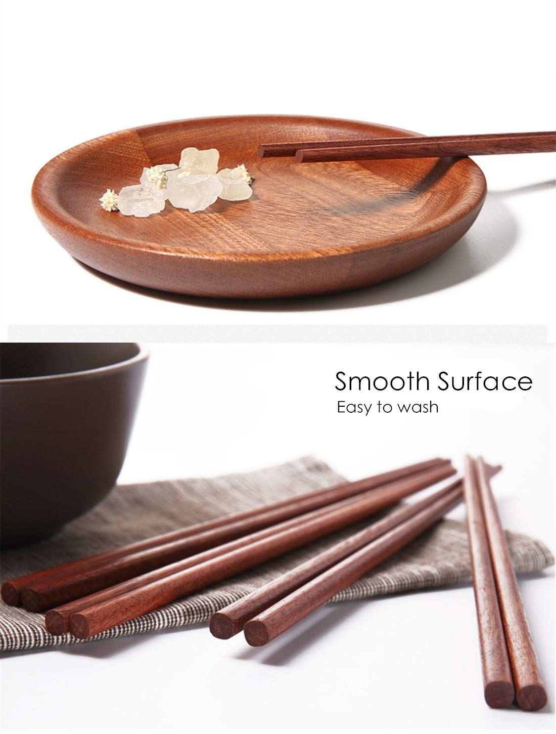 Mannice chopsticks feature a smooth finish for comfortable grip during meals