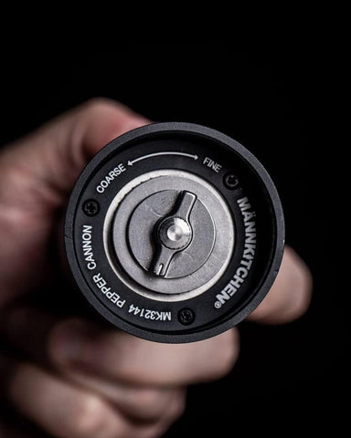 MANNKITCHEN Pepper Cannon never slip adjuster helps you dial in the perfect grind.