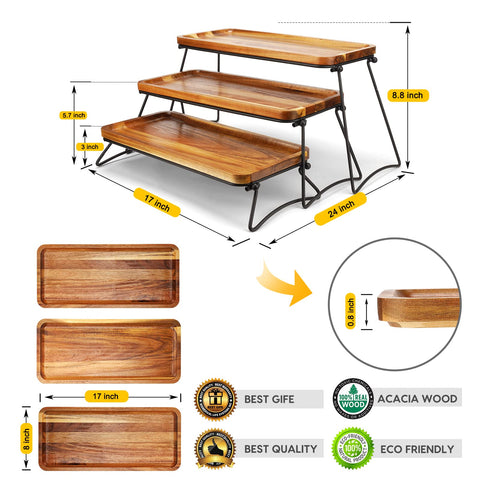 Manspdier 3-tier serving tray with collapsible rack ready for use