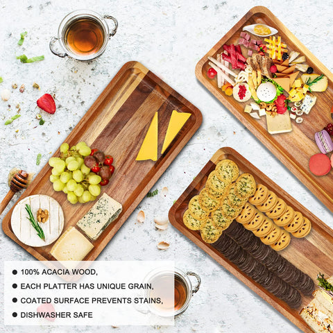 Manspdier acacia wood dessert table display with warm tones