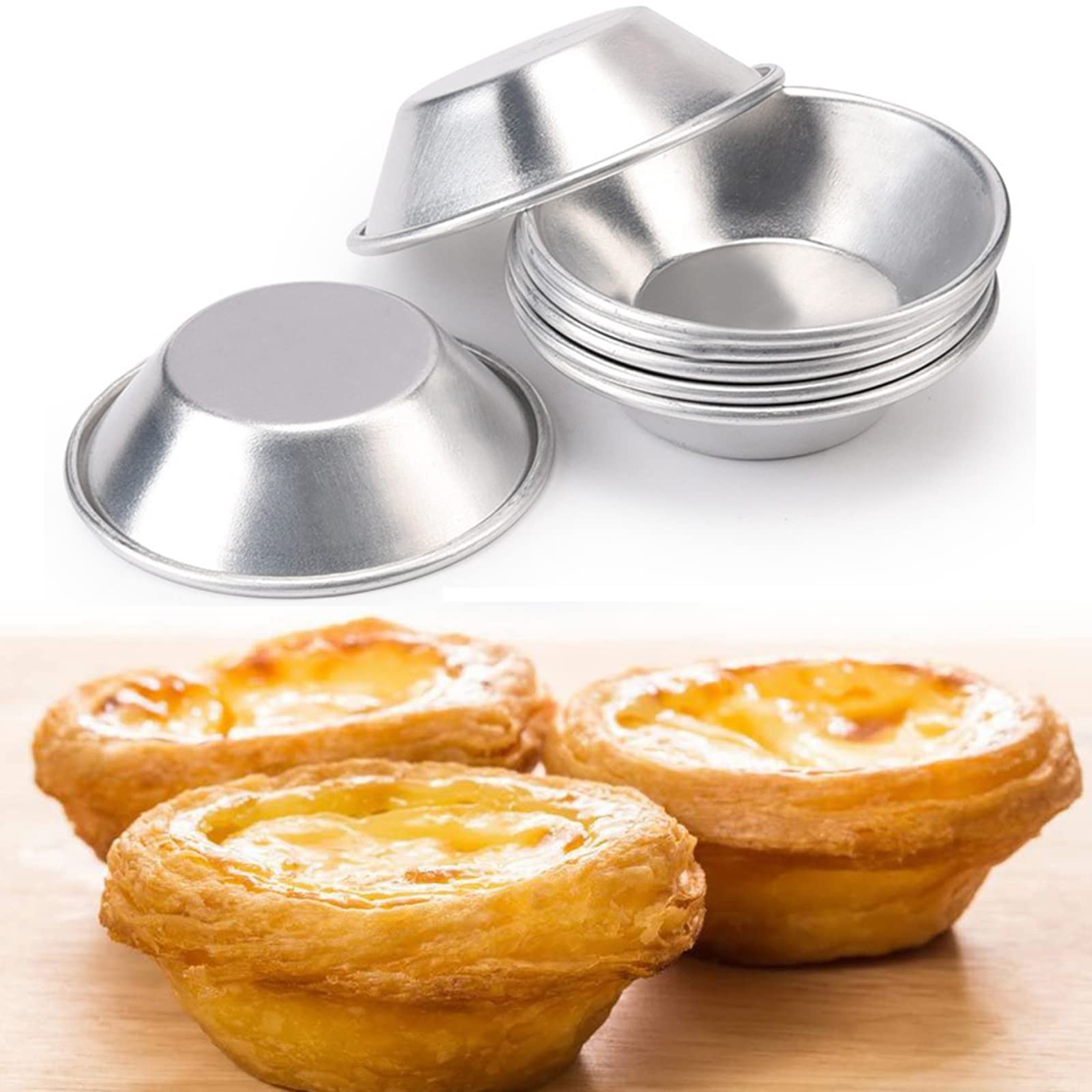 Manwetye versatile molds for egg tarts, quiche, and mini pies.