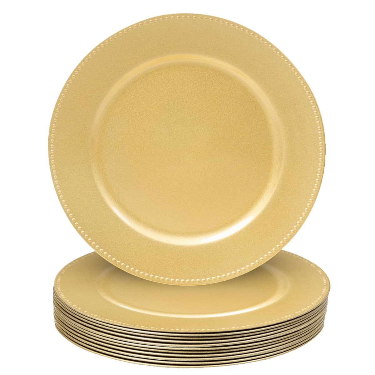 MAONAME 13-inch gold charger with beaded rim elevates wedding table decor